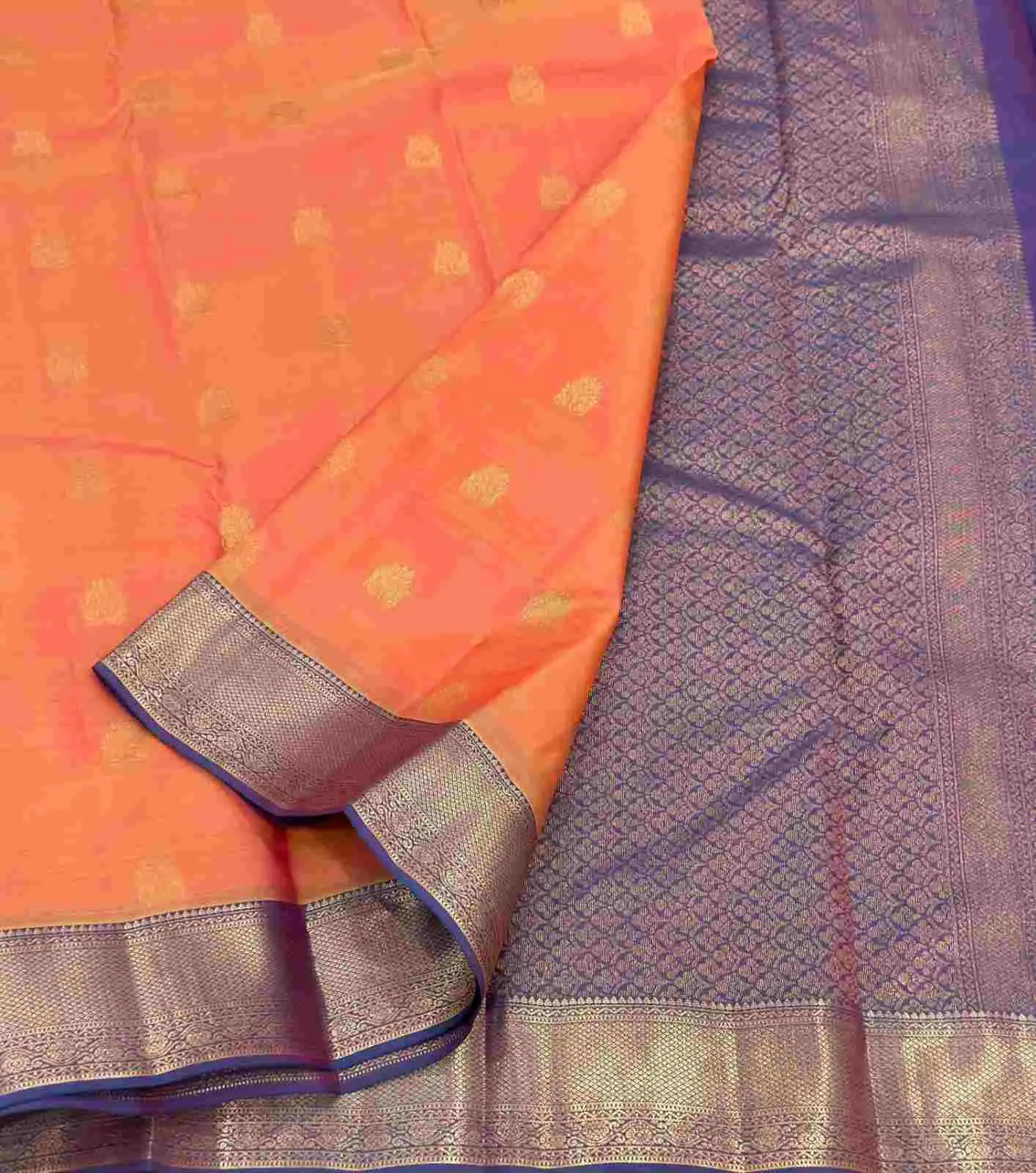 Coral Vaira Diamond Kanchipuram Silk Saree